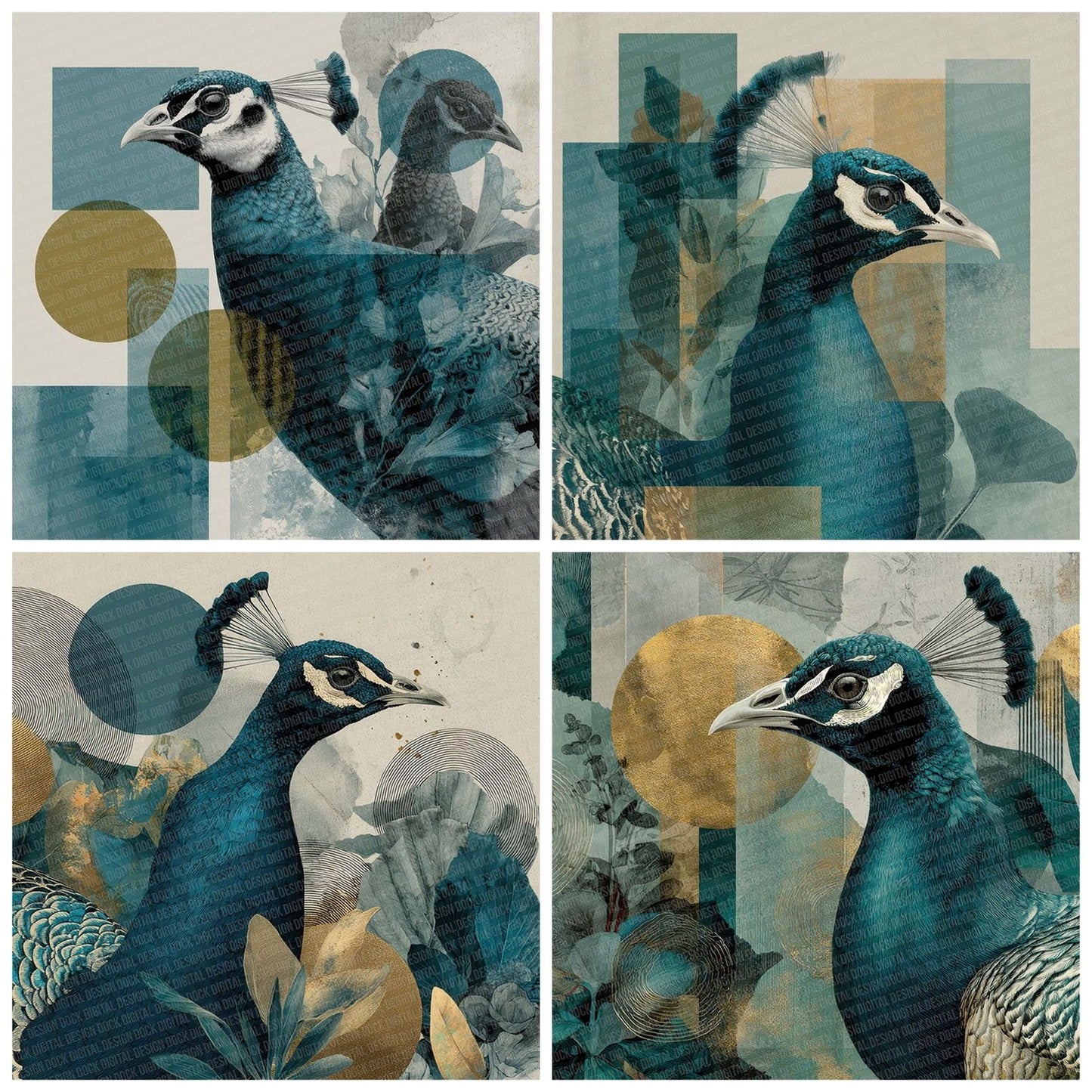 Peafowl Jewel Moodboard Digital Paper Pack (DDD002965)