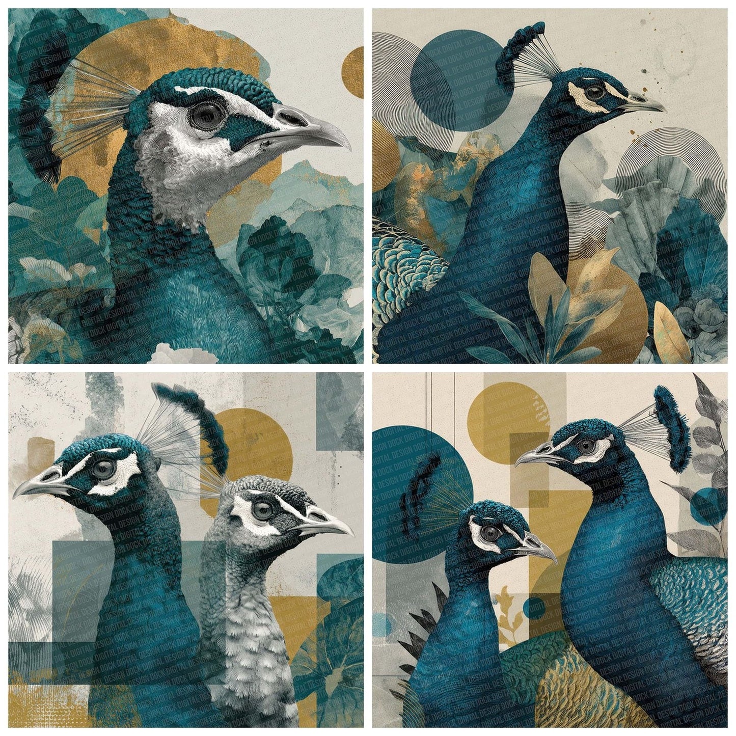 Peafowl Jewel Moodboard Digital Paper Pack (DDD002965)