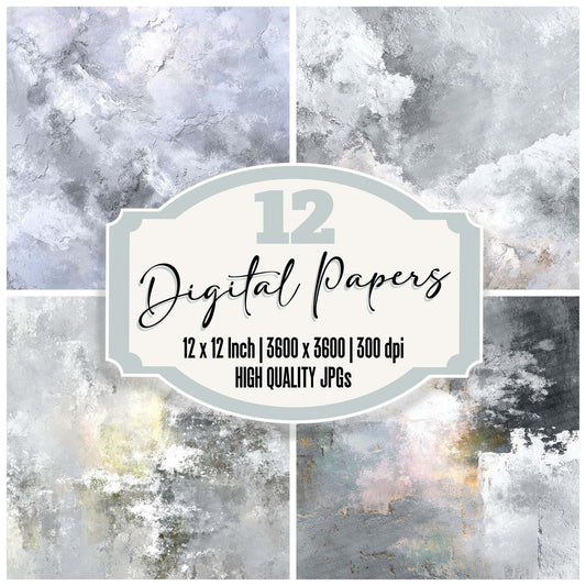 Pearl Drift Winter Background Digital Paper Pack (DDD002967)