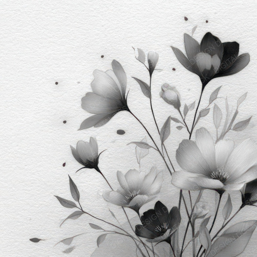 Pencil Sketch Floral Background Digital Paper Pack (DDD007862)