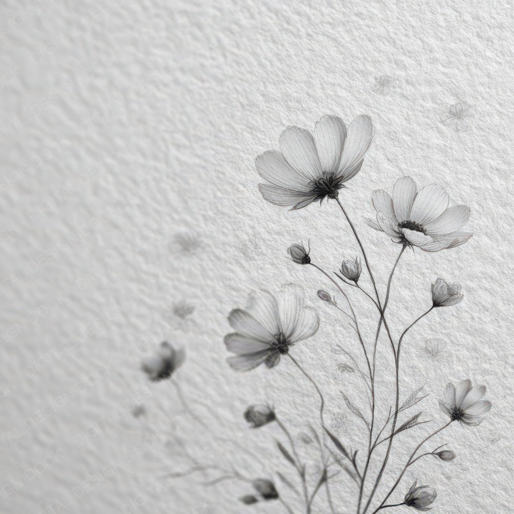 Pencil Sketch Floral Background Digital Paper Pack (DDD007862)