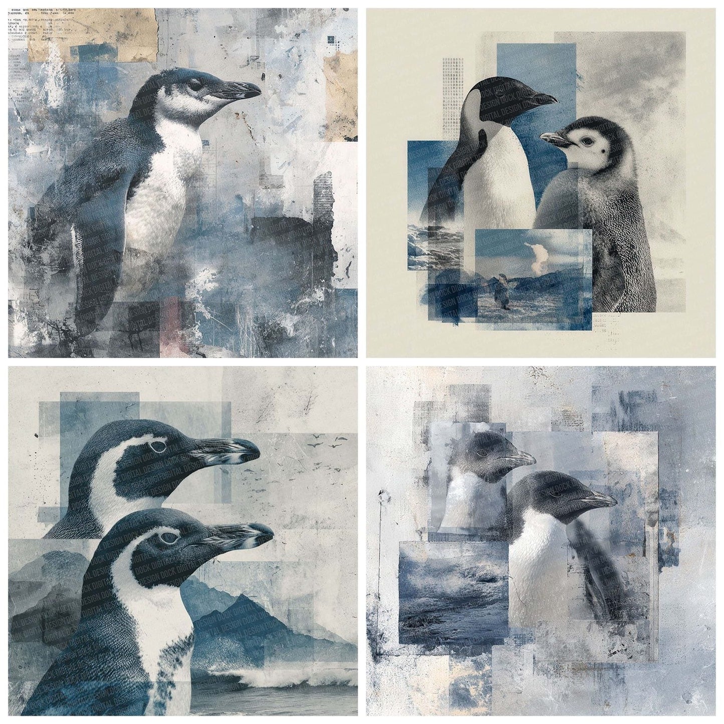Penguin Ice Moodboard Digital Paper Pack (DDD002971)