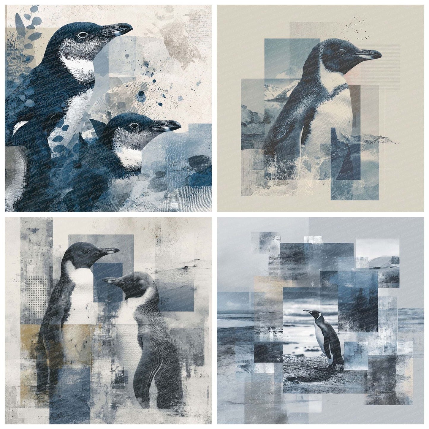 Penguin Ice Moodboard Digital Paper Pack (DDD002971)