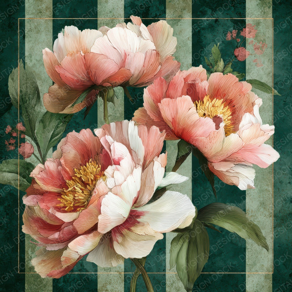 Peony Stripe Stitch Digital Paper Pack (DDD007701)