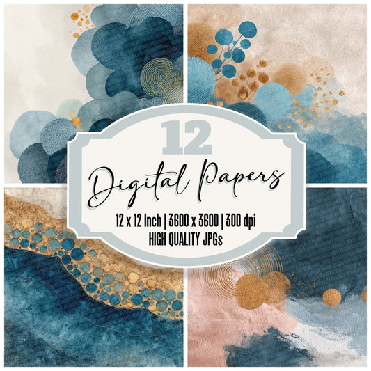 Petrol Latte Blend Digital Paper Pack (DDD002982)