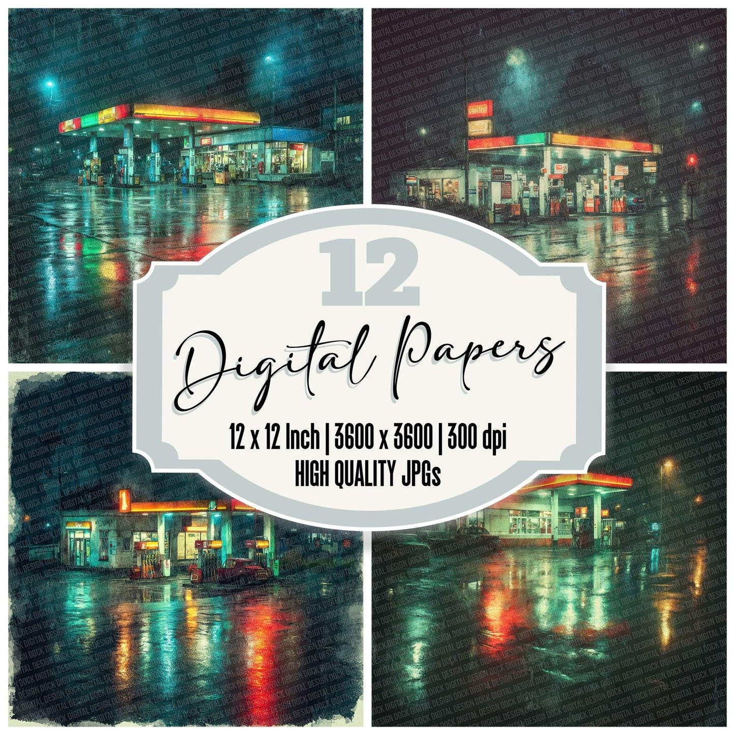 Petrol Night Neon Digital Paper Pack (DDD002983)
