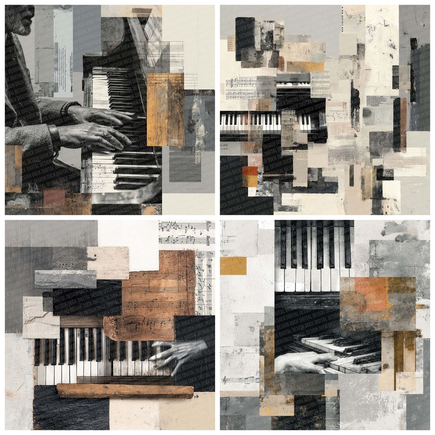 Piano Instrument Moodboard Digital Paper Pack (DDD002988)