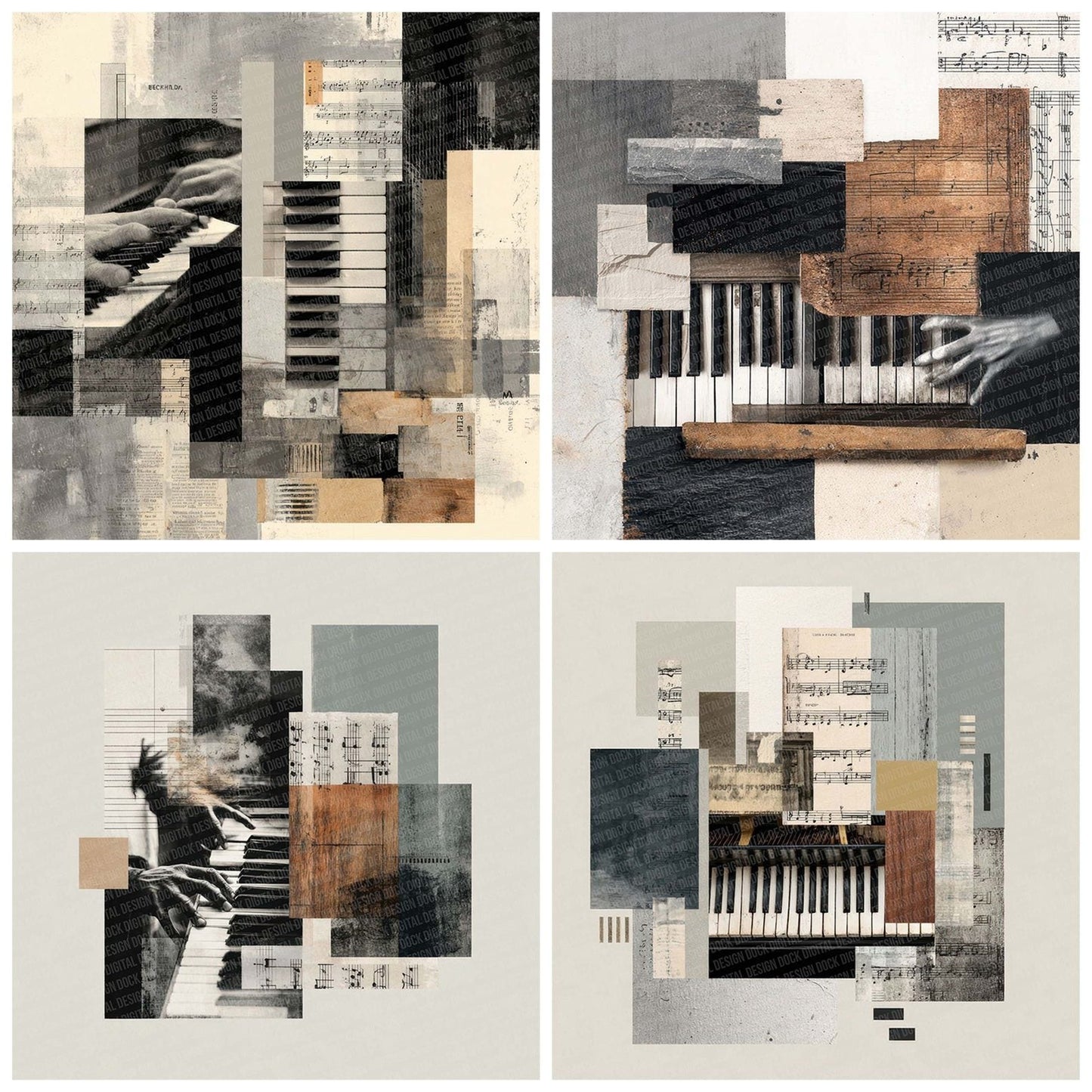 Piano Instrument Moodboard Digital Paper Pack (DDD002988)