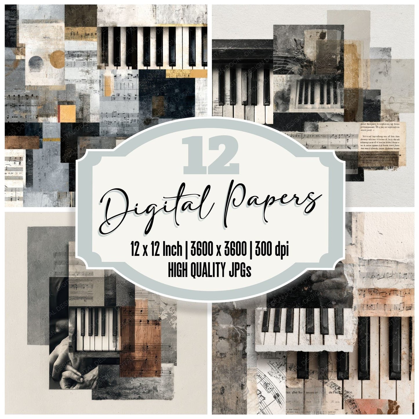 Piano Practice Moodboard Digital Paper Pack (DDD000015)