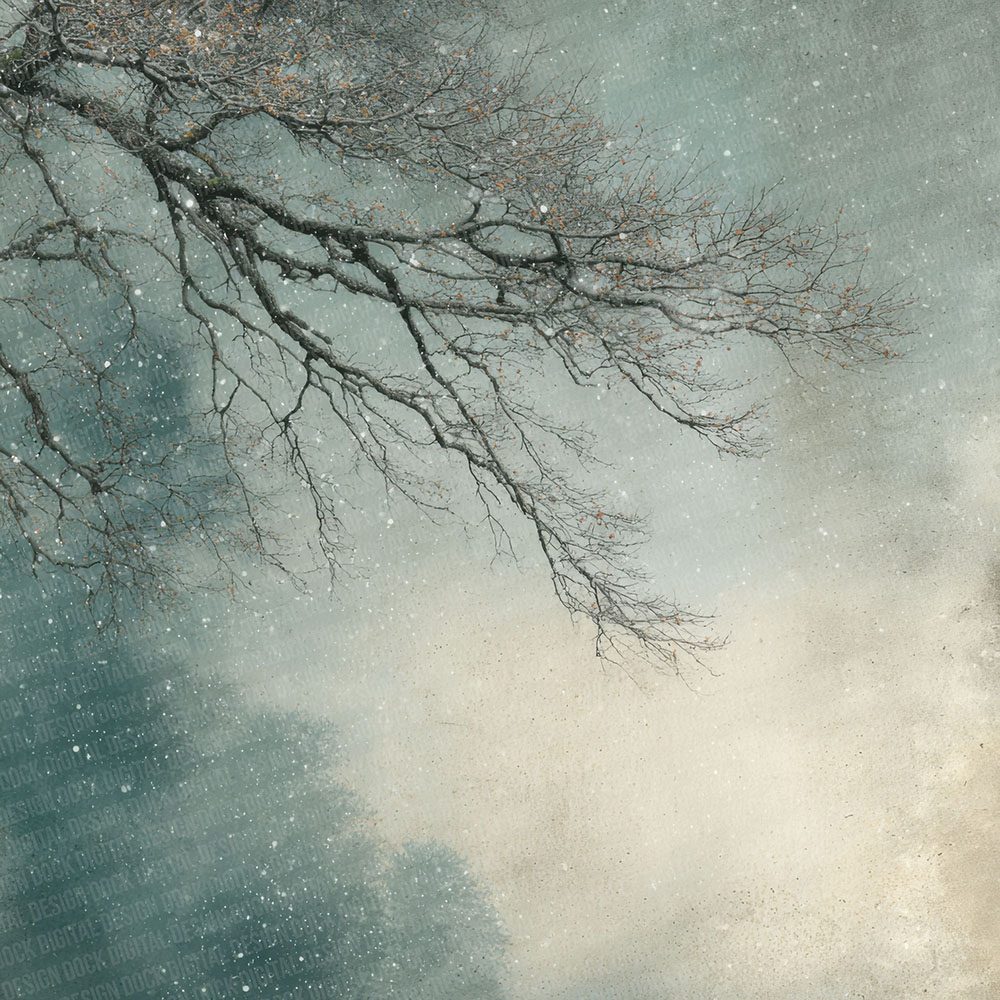 Pine Mist Winter Background Digital Paper Pack (DDD002992)