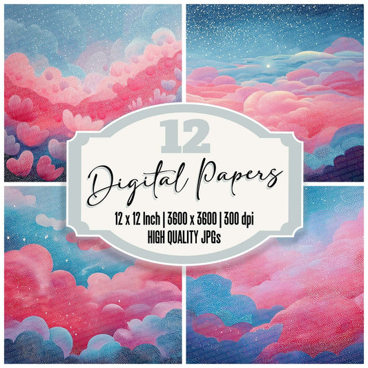 Pink Blue Dreamscape Digital Paper Pack (DDD002996)