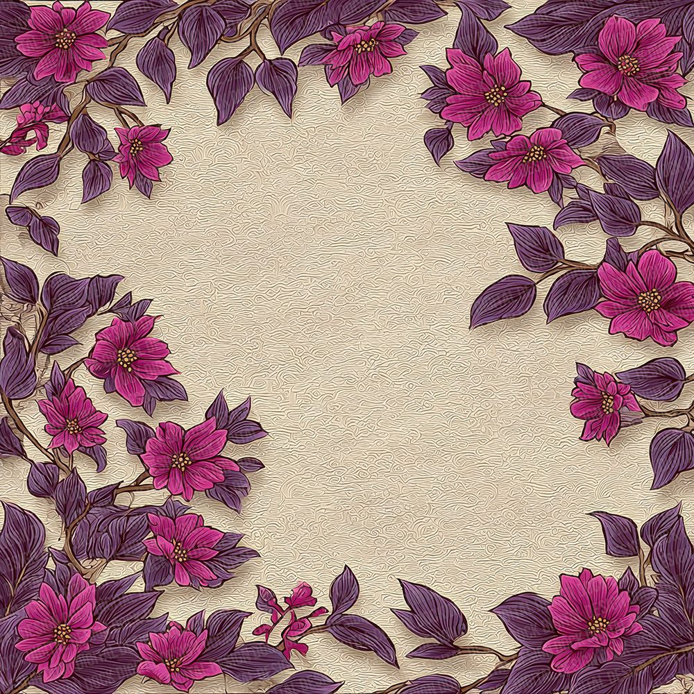 Pink Purple Floral Frame Digital Paper Pack (DDD003006)