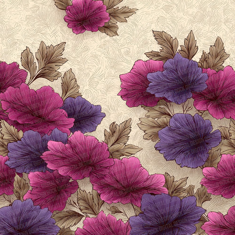 Pink Purple Floral Frame Digital Paper Pack (DDD003006)