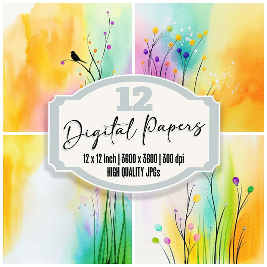 Pink Sunset Meadow Digital Paper Pack (DDD003007)