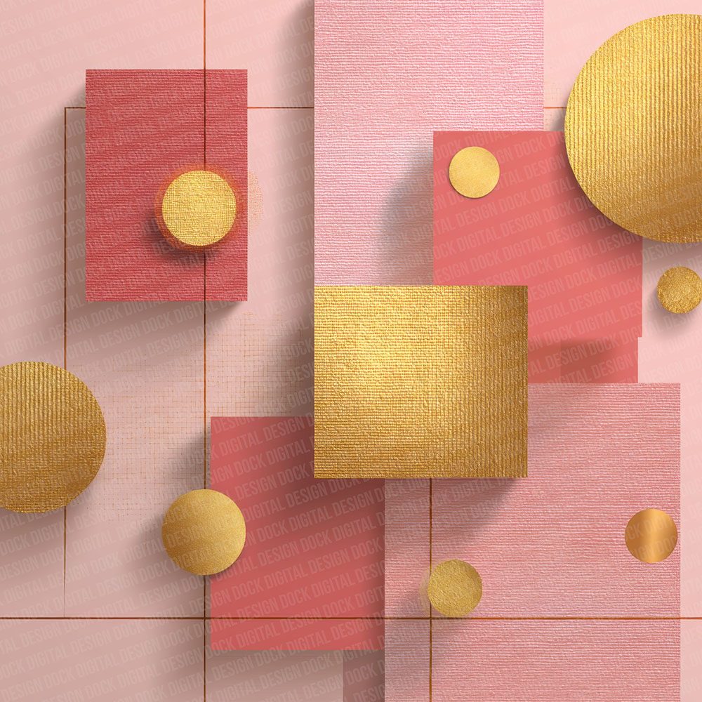Pink and Gold Background Shapes Digital Paper Pack (DDD002999)
