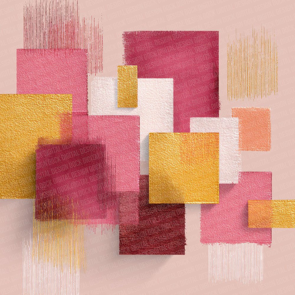 Pink and Gold Background Shapes Digital Paper Pack (DDD002999)