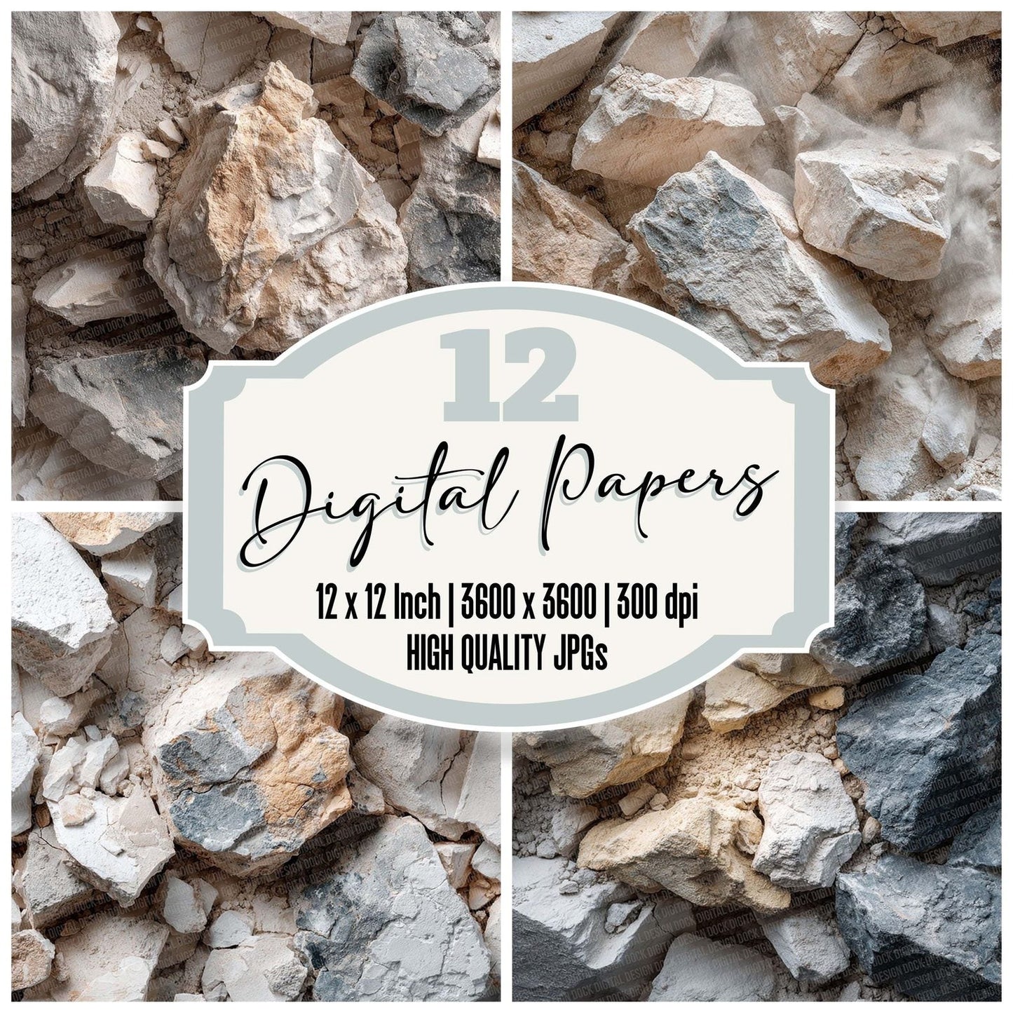 Plaster Rubble Texture Digital Paper Pack (DDD003023)