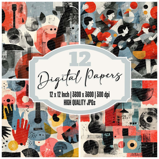 Playful Music Moodboard Digital Paper Pack (DDD003026)