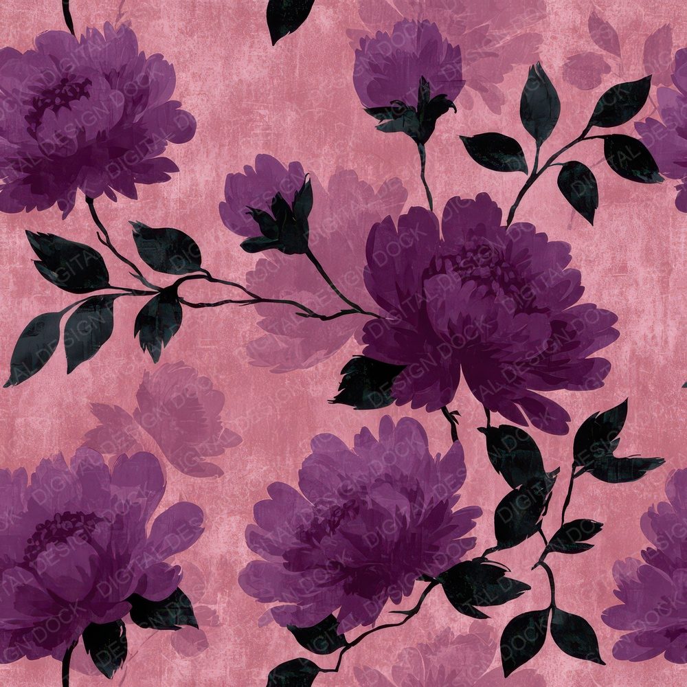 Plum Floral Block Background Digital Paper Pack (DDD007761)
