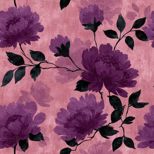 Plum Floral Block Background Digital Paper Pack (DDD007761)