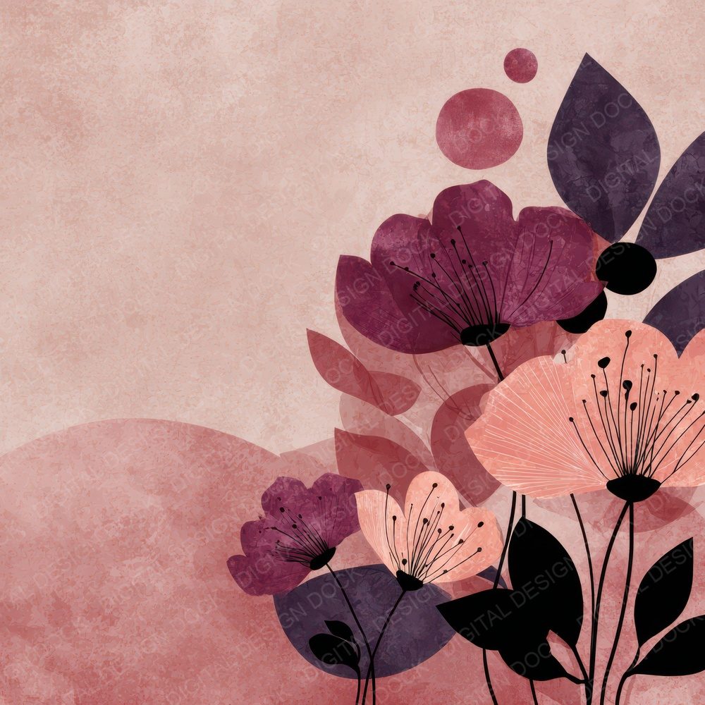 Plum Floral Block Background Digital Paper Pack (DDD007761)