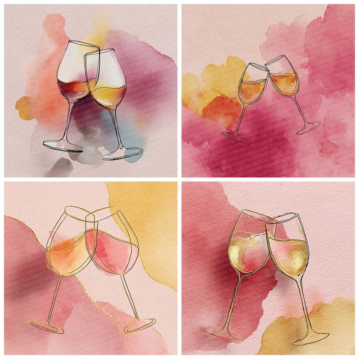 Plum Toast LineArt Wash Digital Paper Pack (DDD003033)
