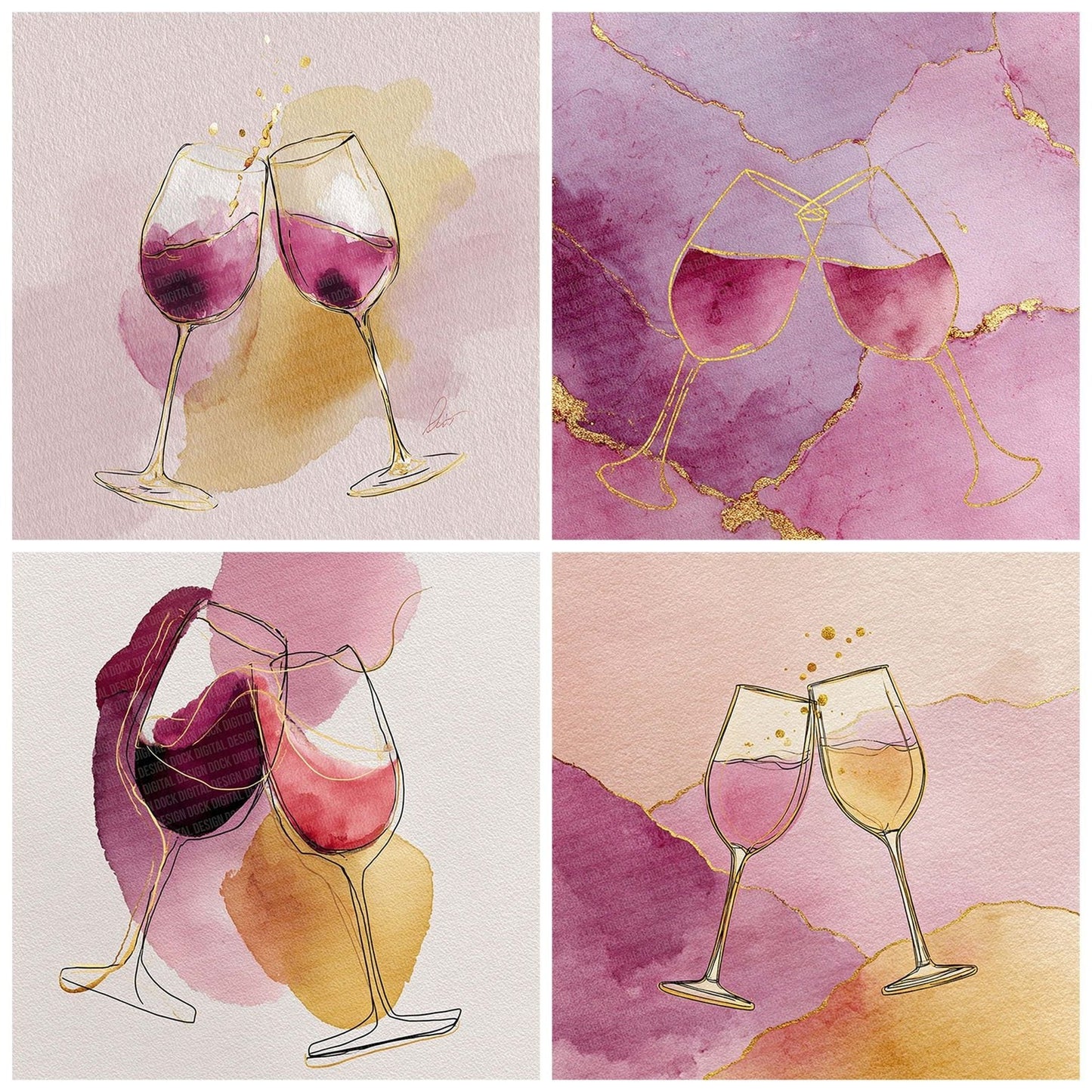 Plum Toast LineArt Wash Digital Paper Pack (DDD003033)