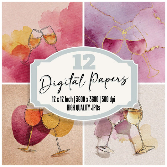 Plum Toast LineArt Wash Digital Paper Pack (DDD003033)