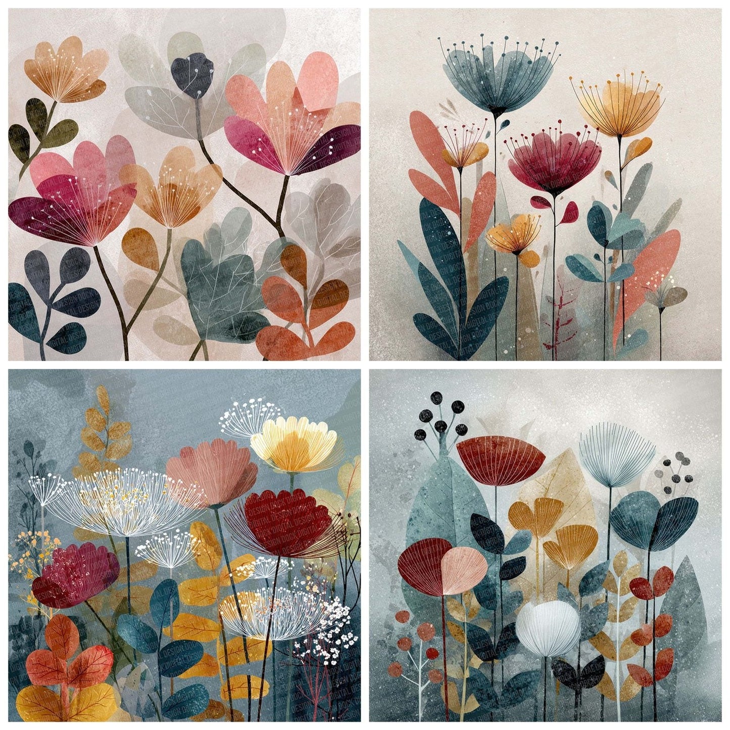 Poetic Botanical Abstract Digital Paper Pack (DDD003034)