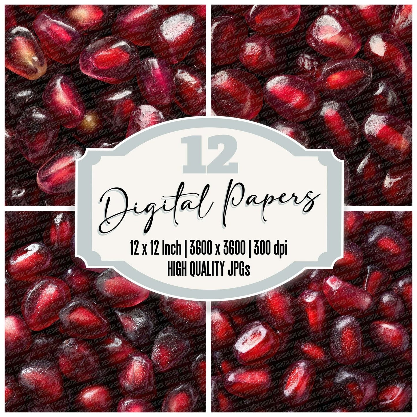 Pomegranate Seed Overhead Fill Digital Paper Pack (DDD003041)