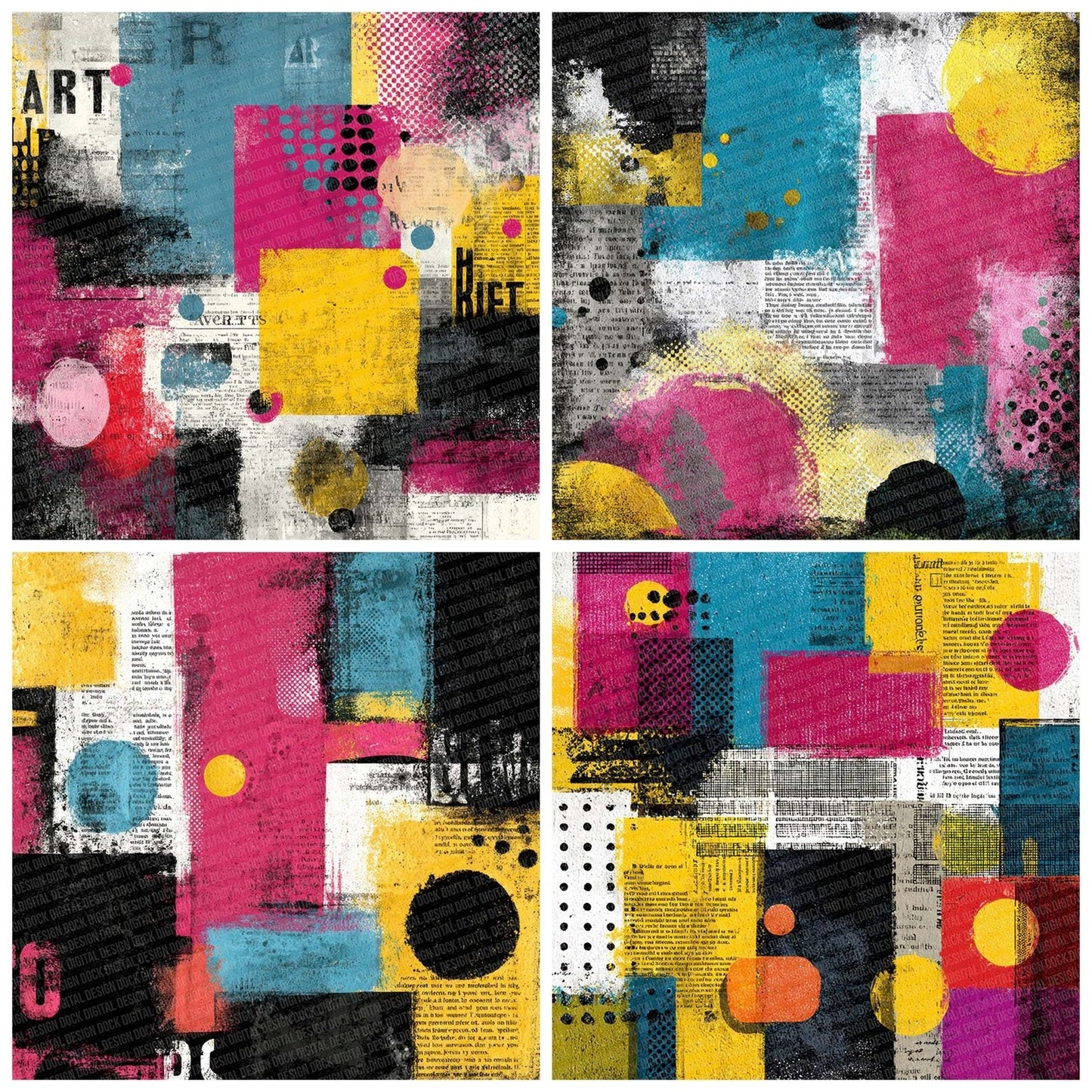 Pop Block Art Layers Script Digital Paper Pack (DDD003045)