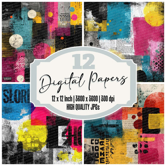 Pop Block Art Layers Script Digital Paper Pack (DDD003045)