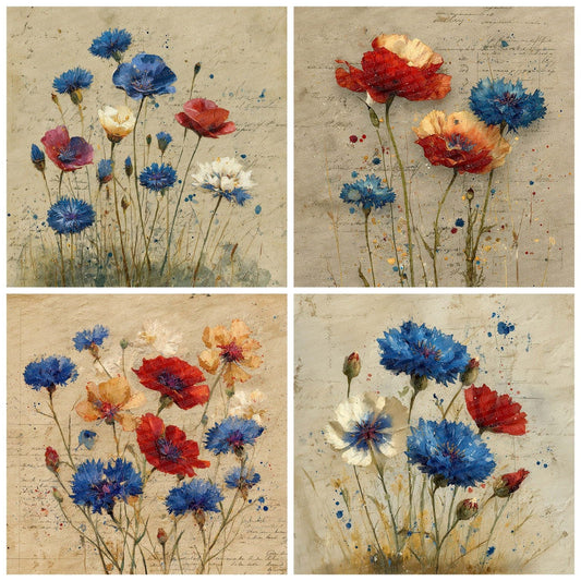 Poppy Cornflower Ledger Digital Paper Pack (DDD007705)