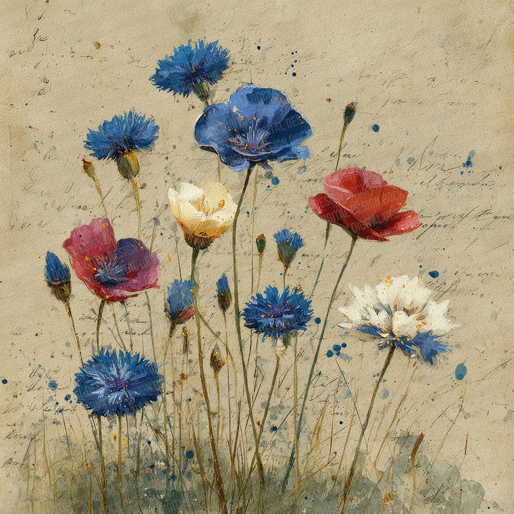 Poppy Cornflower Ledger Digital Paper Pack (DDD007705)