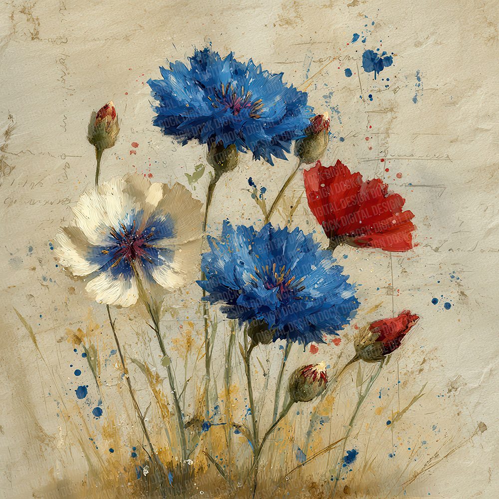 Poppy Cornflower Ledger Digital Paper Pack (DDD007705)