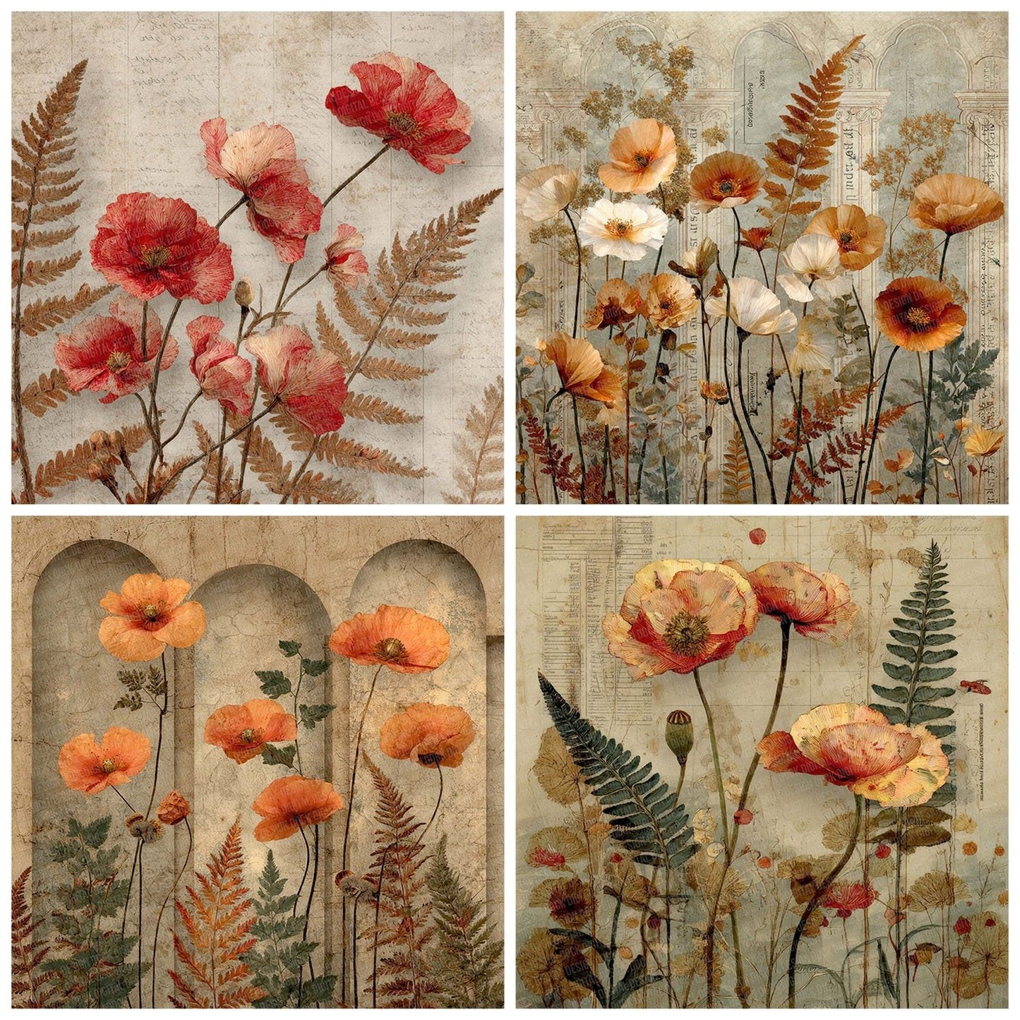 Poppy Fern Ledger Digital Paper Pack (DDD003048)