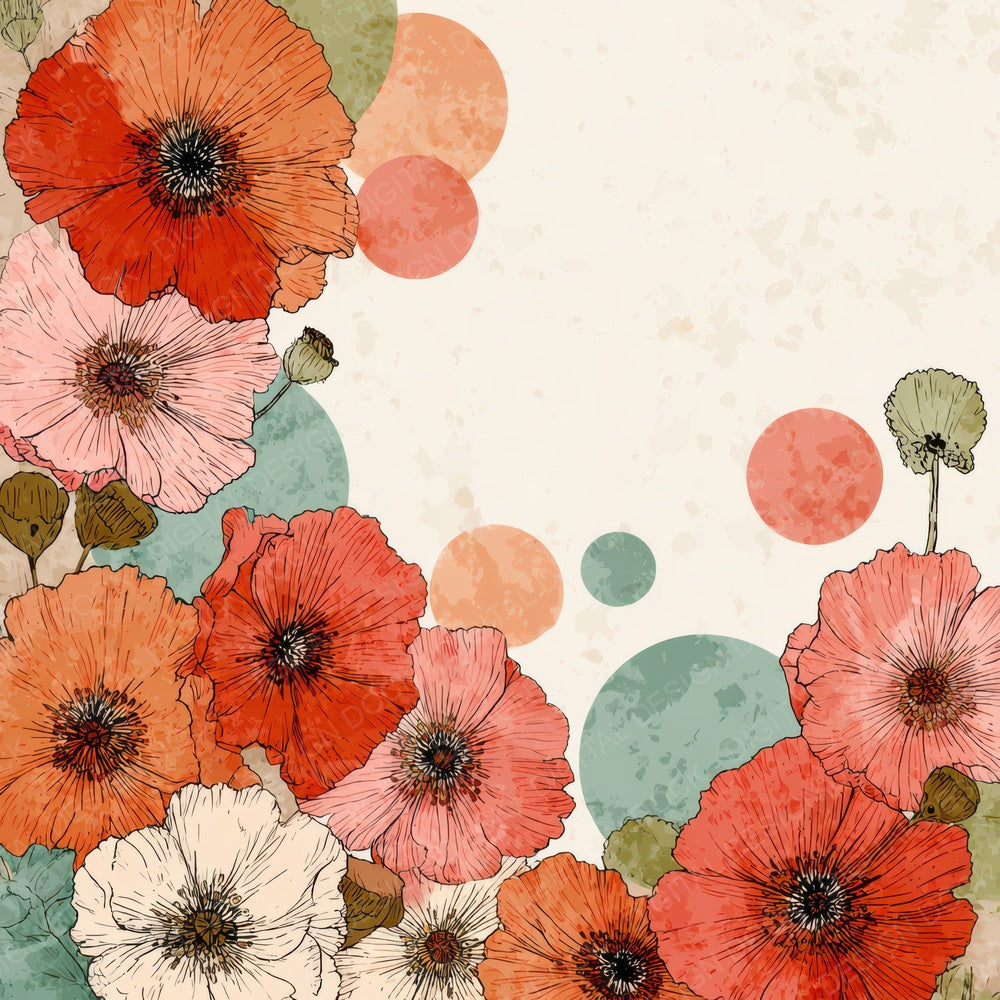 Poppy Floral Border Digital Paper Pack (DDD007878)