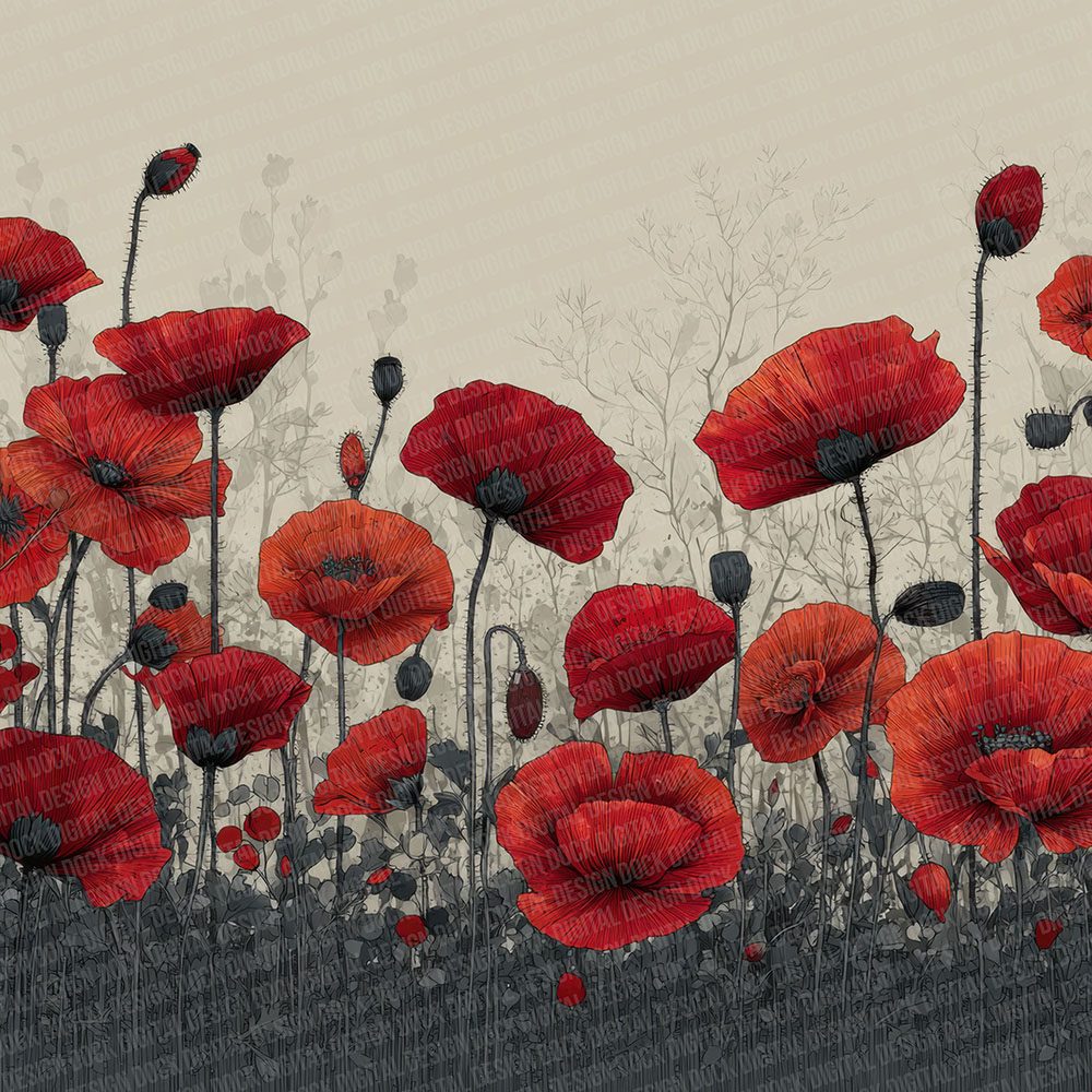 Poppy Remembrance Border Digital Paper Pack (DDD003050)