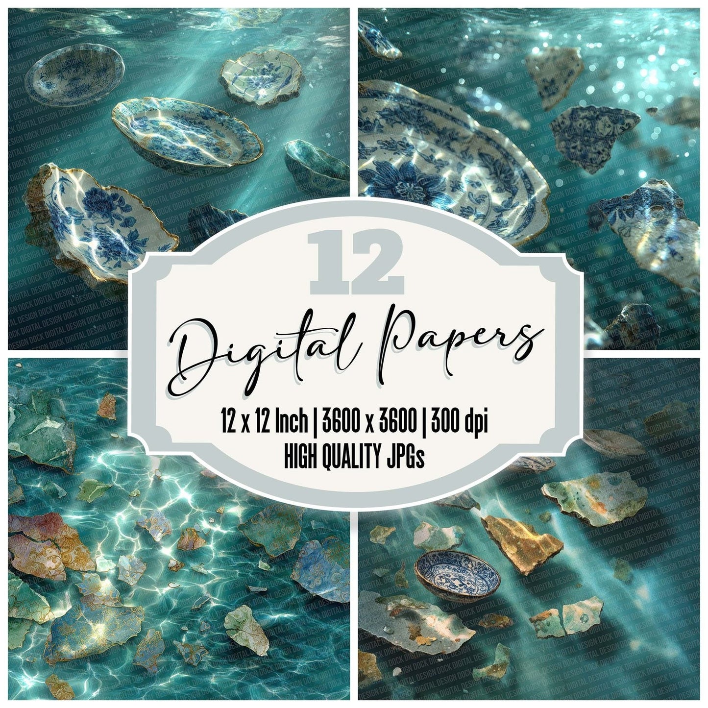 Porcelain Ocean Drift Digital Paper Pack (DDD007706)