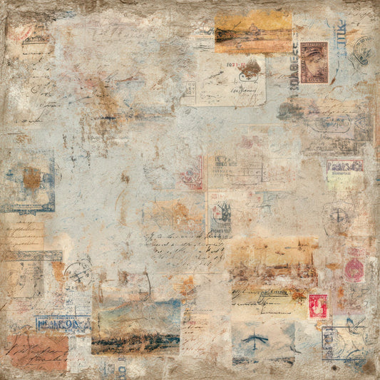 Postcard Paper Collage Digital Paper Pack (DDD008318)