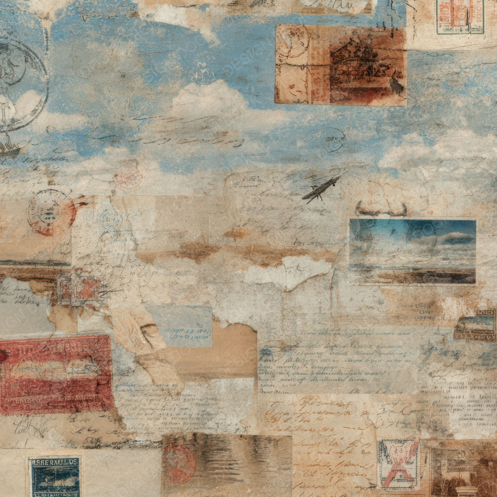 Postcard Paper Collage Digital Paper Pack (DDD008318)