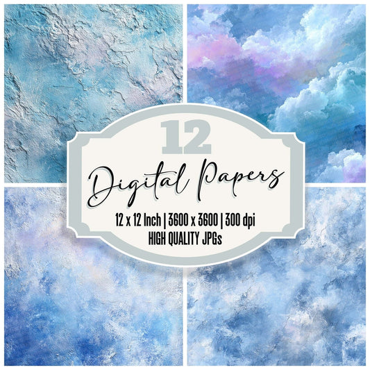 Powder Blue Abstract Digital Paper Pack (DDD003057)
