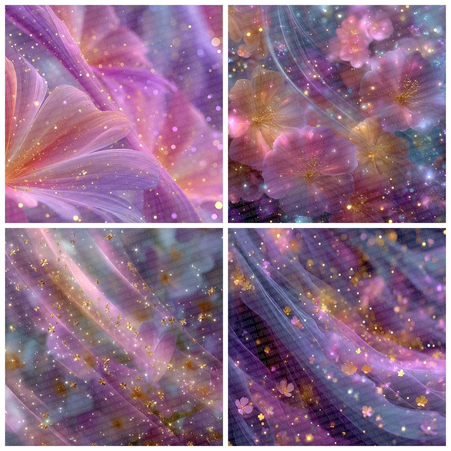 Prism Petal Rainbow Floral Fusion Digital Paper Pack (DDD007709)