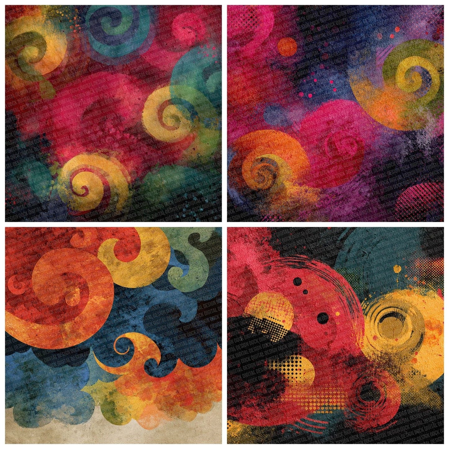 Psychedelic Camo Swirl Digital Paper Pack (DDD003086)