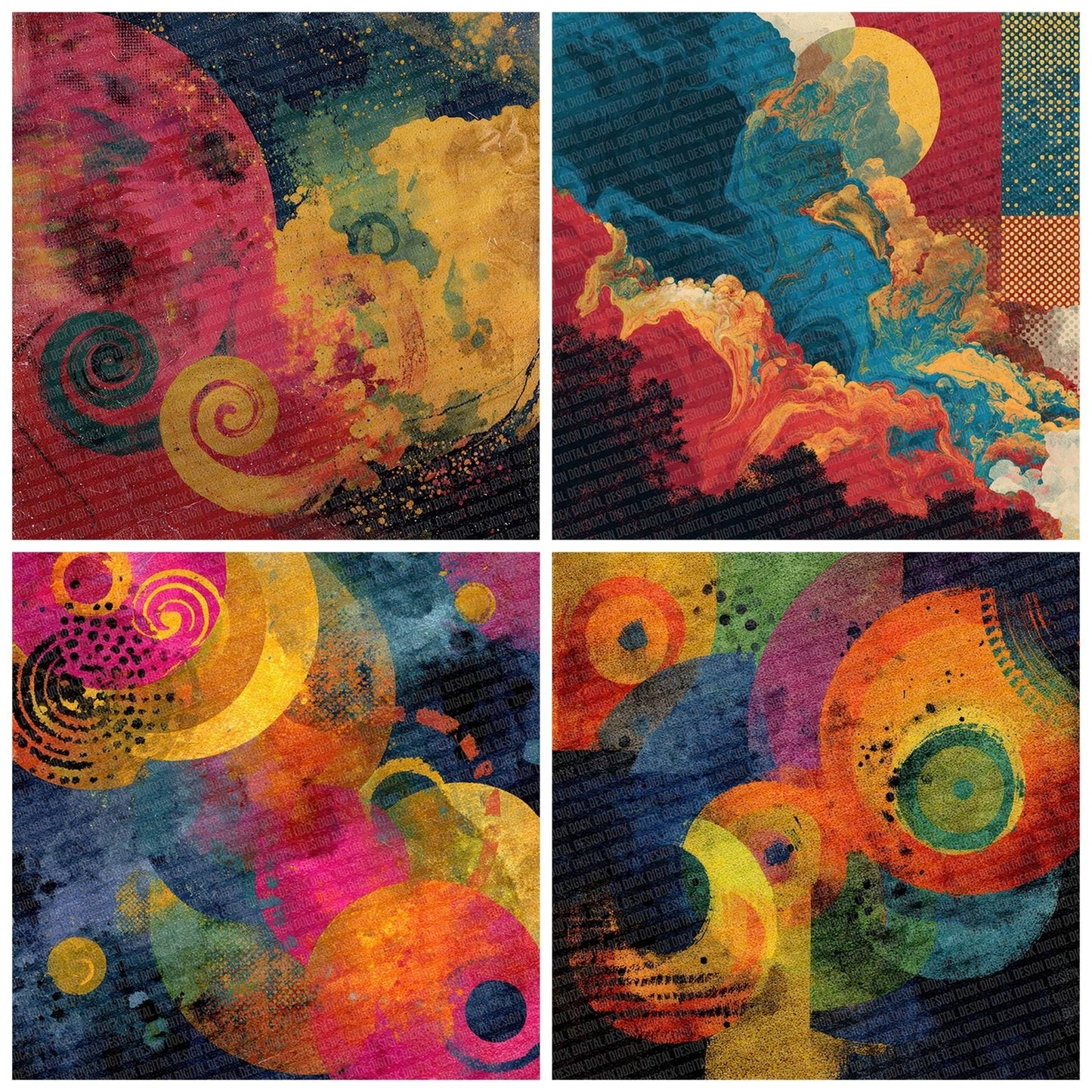 Psychedelic Camo Swirl Digital Paper Pack (DDD003086)