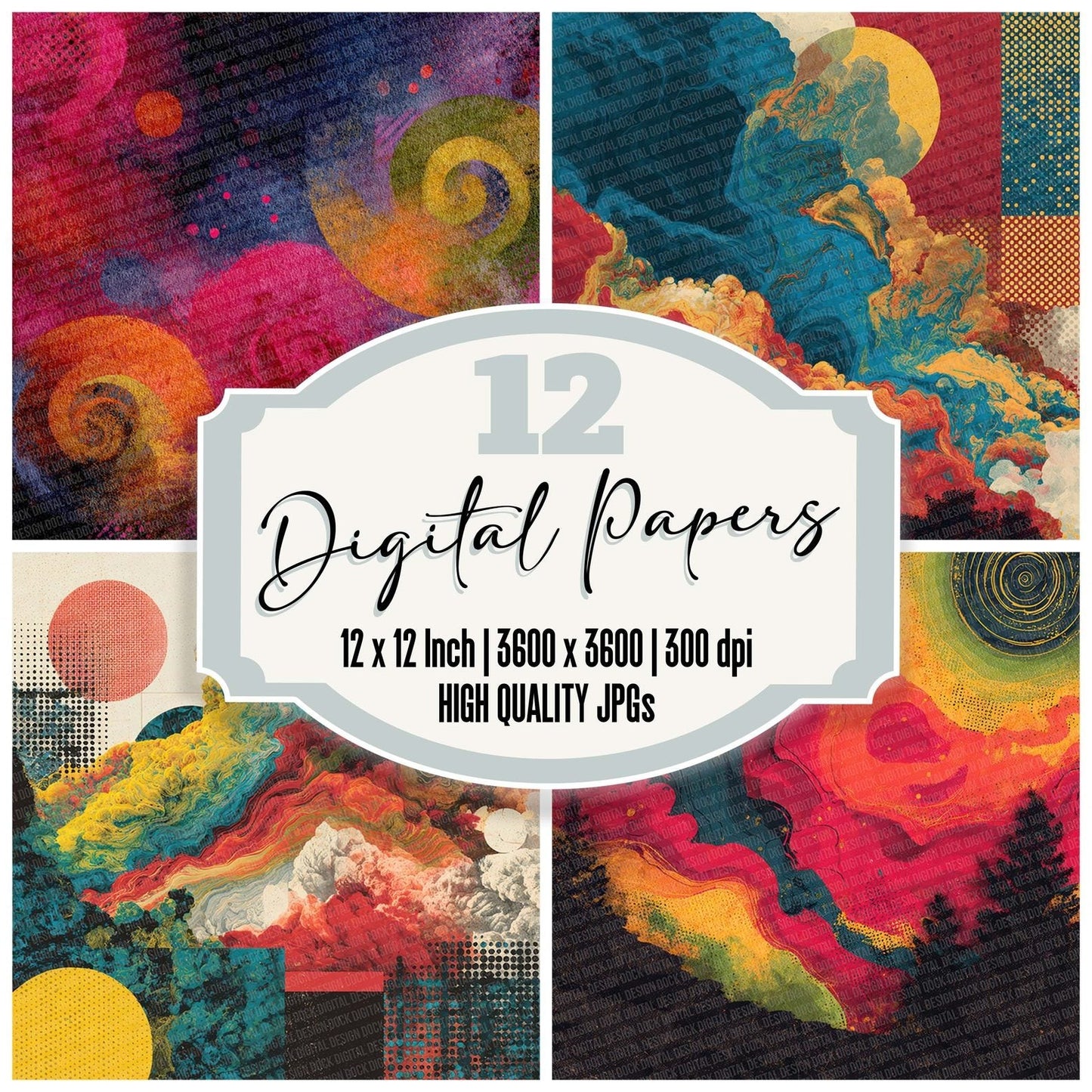 Psychedelic Camo Swirl Digital Paper Pack (DDD003086)