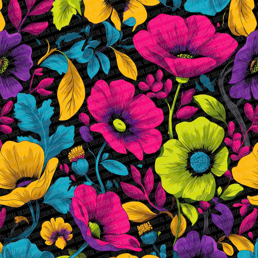 Psychedelic Floral Pop Digital Paper Pack (DDD003088)