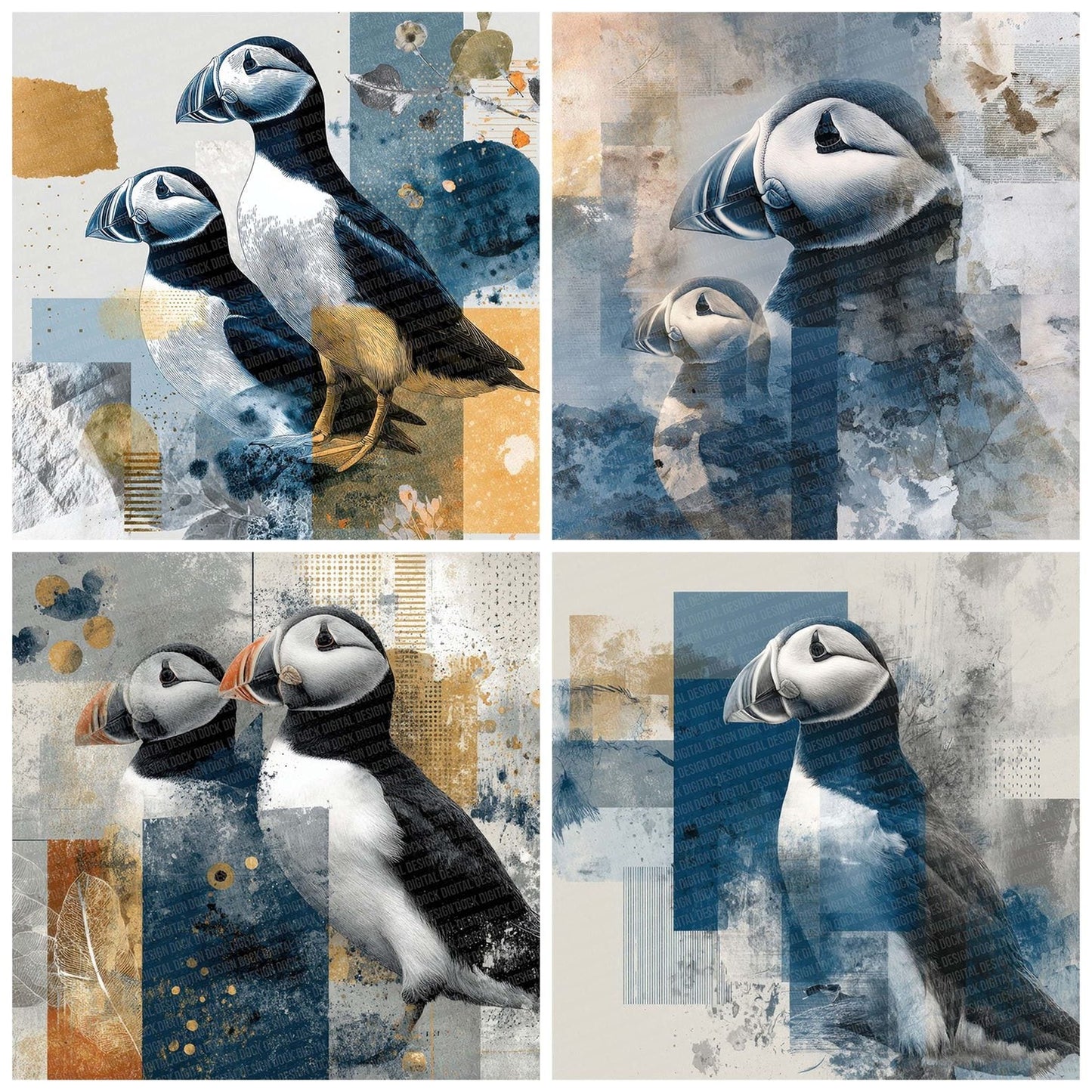 Puffin Cliff Moodboard Digital Paper Pack (DDD003095)