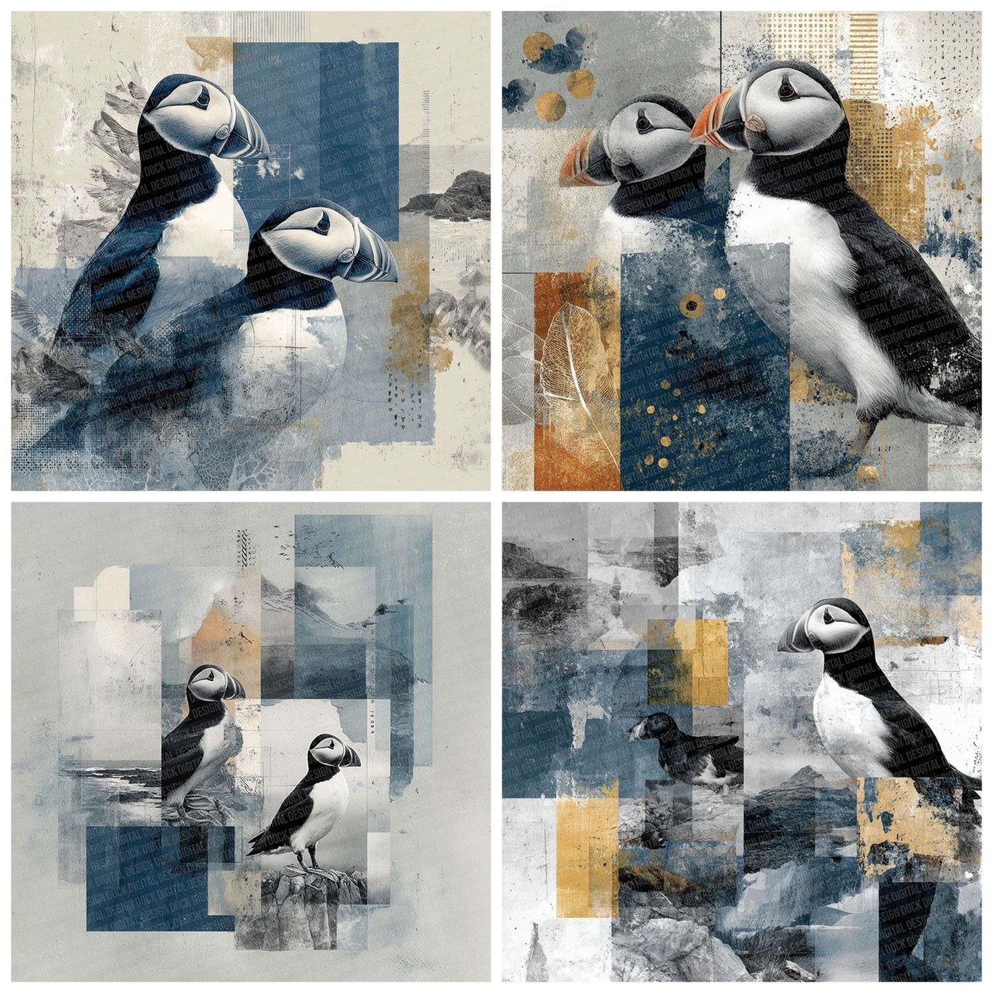 Puffin Cliff Moodboard Digital Paper Pack (DDD003095)