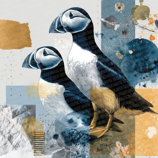 Puffin Cliff Moodboard Digital Paper Pack (DDD003095)